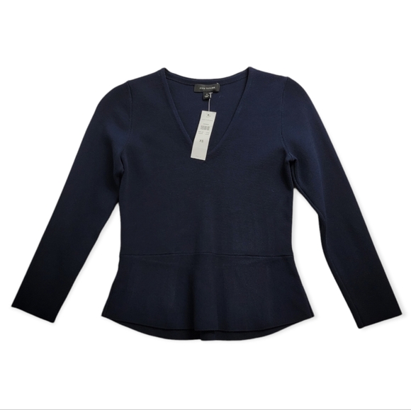 NWT Ann Taylor Ribbed Peplum Sweater - Picture 2 of 9